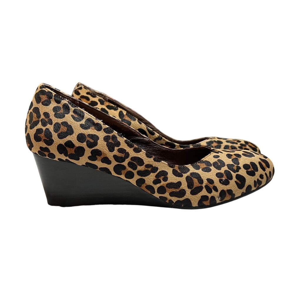 Vionic Antonia Wedge Pump Size 8 Leopard Print Calf Hair Party Maximalist Animal